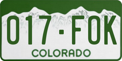CO license plate 017FOK