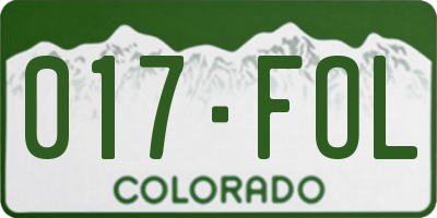CO license plate 017FOL