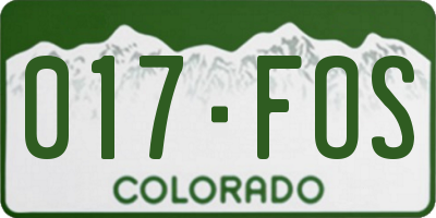 CO license plate 017FOS