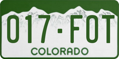 CO license plate 017FOT