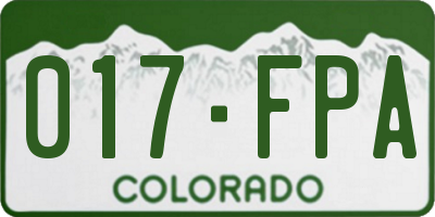 CO license plate 017FPA