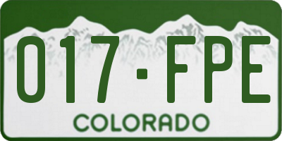 CO license plate 017FPE