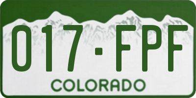 CO license plate 017FPF