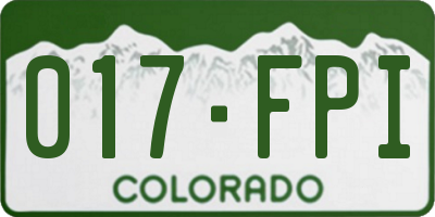 CO license plate 017FPI