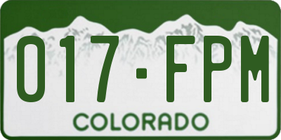 CO license plate 017FPM