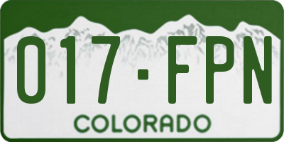 CO license plate 017FPN
