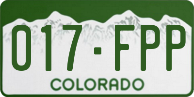 CO license plate 017FPP