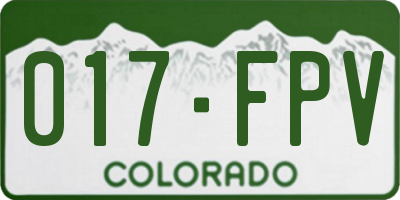 CO license plate 017FPV