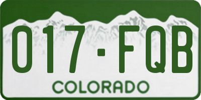 CO license plate 017FQB