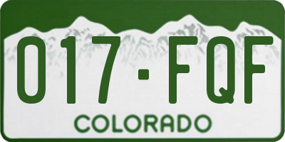 CO license plate 017FQF