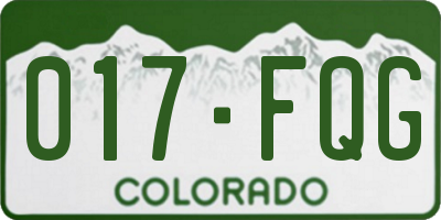 CO license plate 017FQG