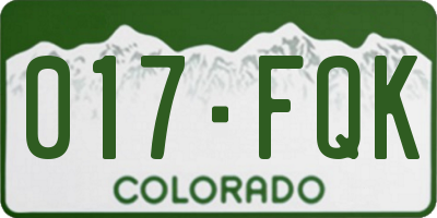 CO license plate 017FQK