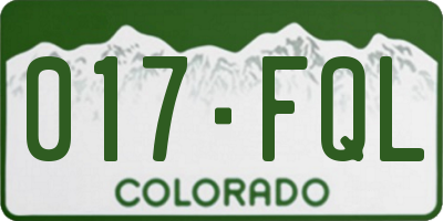 CO license plate 017FQL
