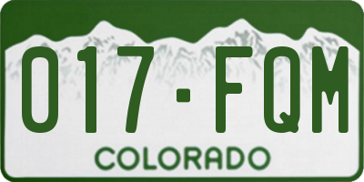 CO license plate 017FQM