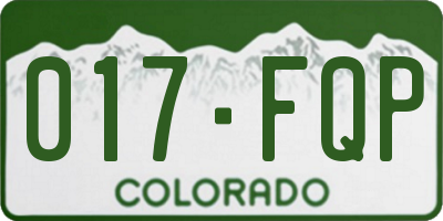CO license plate 017FQP