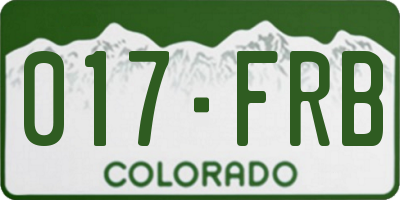 CO license plate 017FRB