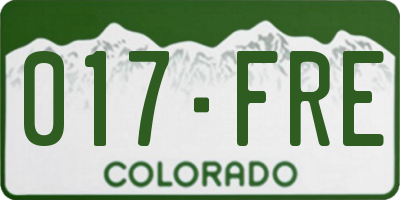 CO license plate 017FRE