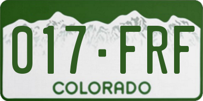 CO license plate 017FRF