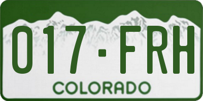 CO license plate 017FRH