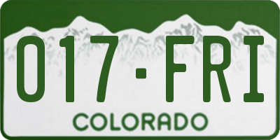 CO license plate 017FRI