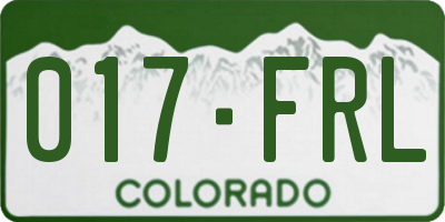 CO license plate 017FRL