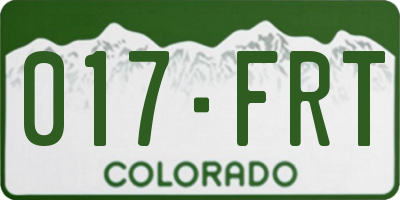 CO license plate 017FRT