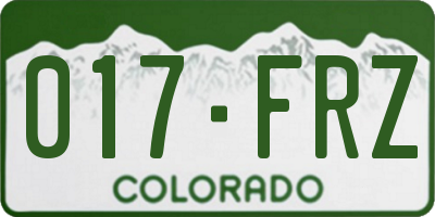 CO license plate 017FRZ