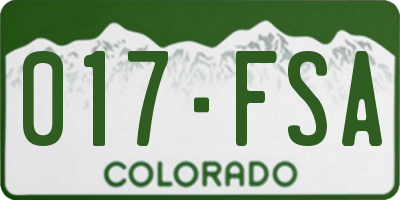 CO license plate 017FSA