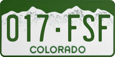 CO license plate 017FSF