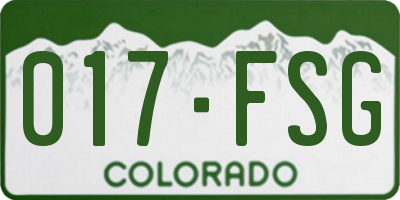 CO license plate 017FSG