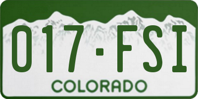 CO license plate 017FSI
