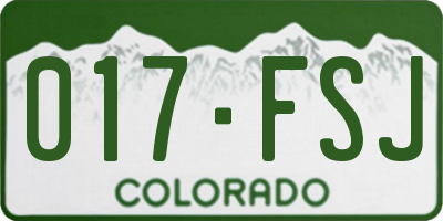 CO license plate 017FSJ
