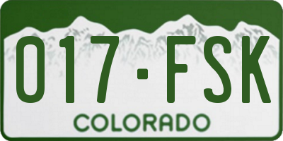 CO license plate 017FSK