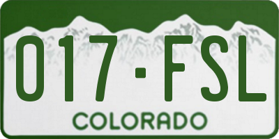 CO license plate 017FSL