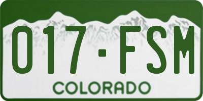 CO license plate 017FSM
