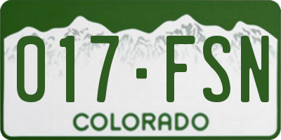 CO license plate 017FSN