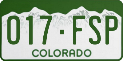 CO license plate 017FSP