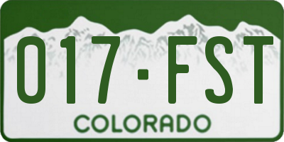 CO license plate 017FST
