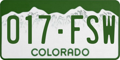 CO license plate 017FSW