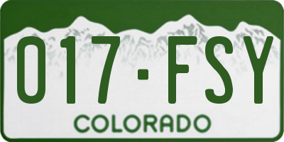 CO license plate 017FSY