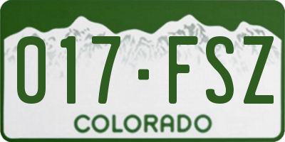 CO license plate 017FSZ