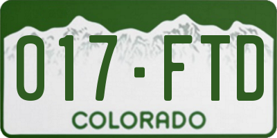 CO license plate 017FTD