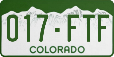 CO license plate 017FTF