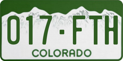 CO license plate 017FTH