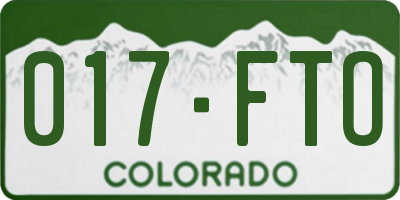 CO license plate 017FTO