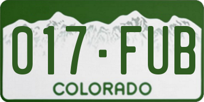 CO license plate 017FUB