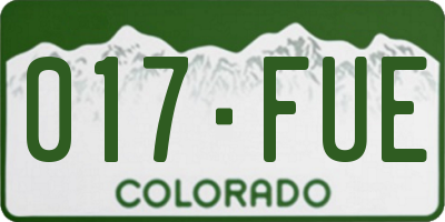 CO license plate 017FUE
