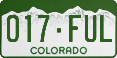 CO license plate 017FUL