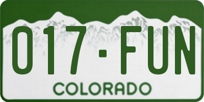 CO license plate 017FUN