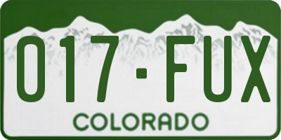CO license plate 017FUX